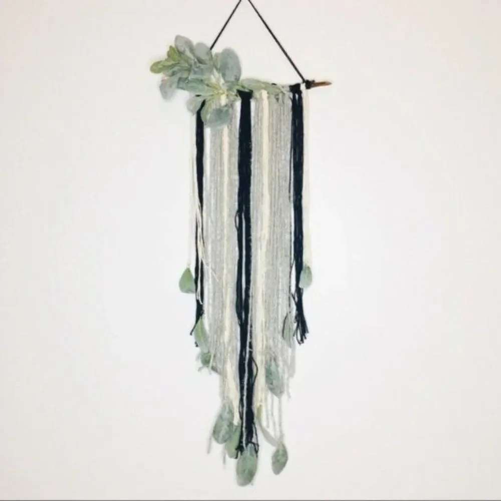Rustic macrame Yarn Branch Wall Hanging Gray